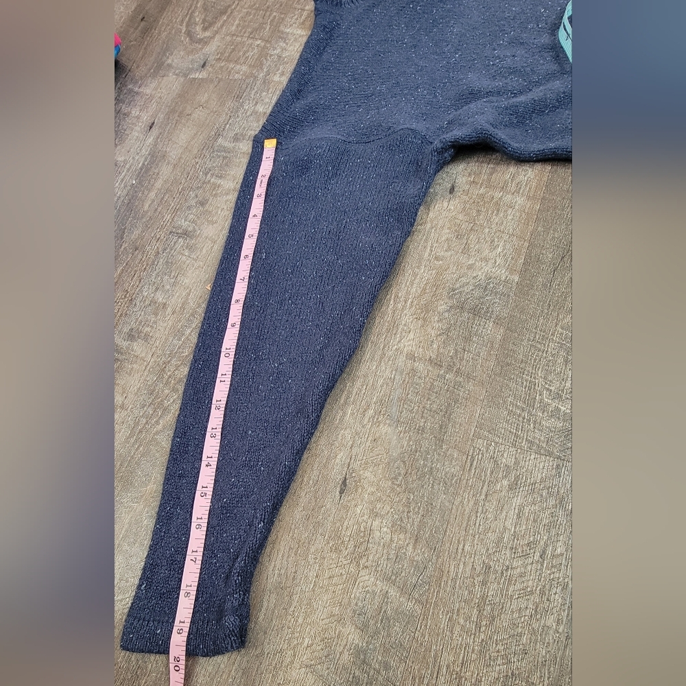 90s Vintg Eddie Bauer Heanly Sweater Women's L Navy Silk Cotton Linen Wool Cozy - Picture 10 of 12